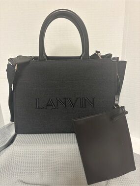 Lanvin Black Canvas Tote with Leather Pouch